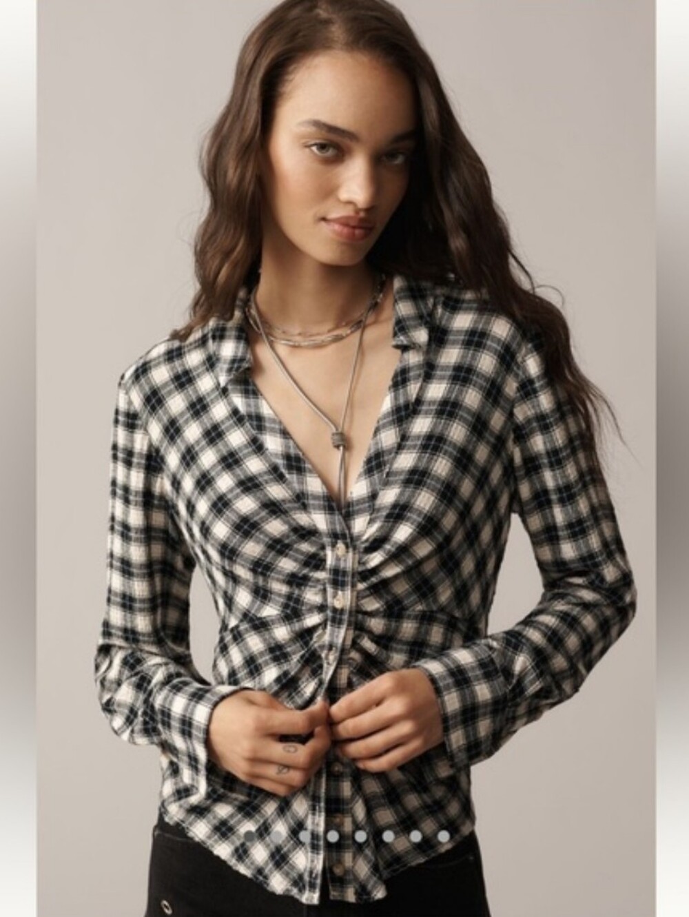 Anthropologie Keaton Ruched Collared Blouse by Pilcro